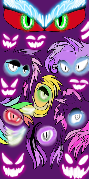 Size: 1440x2880 | Tagged: alicorn, alternates, applejack, artist:takengrin endmmar, colored sclera, crossover, derpibooru import, digital art, eye, eyes, fanfic art, fanfic:super power squad, fluttershy, mane six, mephiles the dark, minions, oc, oc:flutteriles the dark, oc:mepharity the dark, oc:mephinkie the dark, oc:mephlight the dark, oc:mephljack the dark, oc:rainiles the dark, pinkie pie, rainbow dash, rarity, safe, shadows, sonic 06, sonic the hedgehog (series), the dark six, twilight sparkle, twilight sparkle (alicorn)