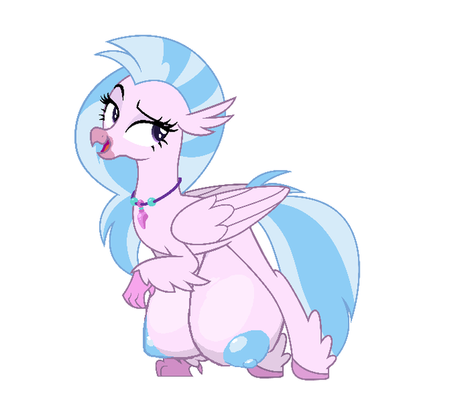 Size: 698x618 | Tagged: big crotchboobs, classical hippogriff, crotchboobs, derpibooru import, edit, editor:proto29, female, hippogriff, huge crotchboobs, impossibly large crotchboobs, nipples, nudity, questionable, silverstream, simple background, solo, solo female, white background