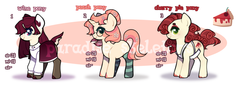 Size: 2856x994 | Tagged: safe, artist:paradiseskeletons, derpibooru import, oc, pony, adoptable