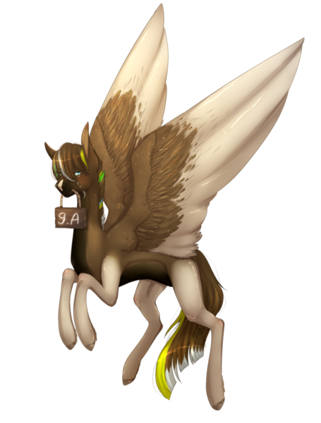 Size: 1550x2043 | Tagged: safe, artist:lastaimin, derpibooru import, oc, oc:ipodrommos, pegasus, pony, male, mouth hold, sign, simple background, solo, stallion, transparent background, two toned wings, wings