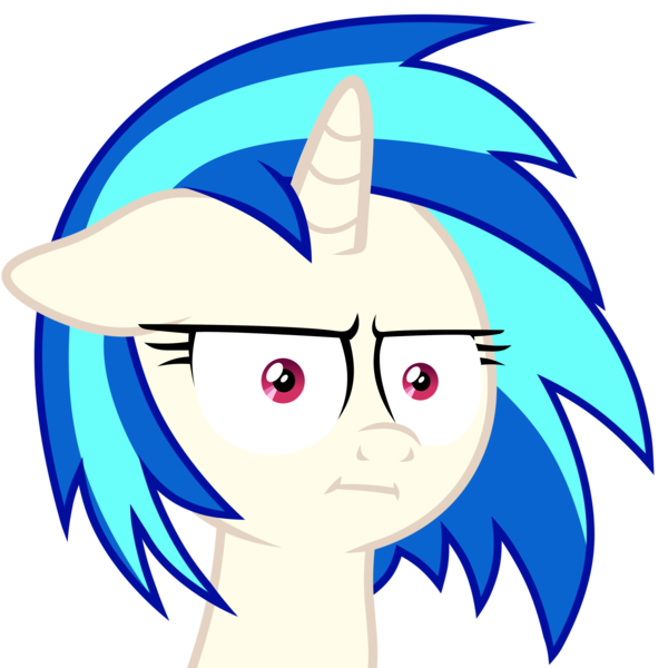 Size: 3500x3500 | Tagged: safe, artist:yaaaco, derpibooru import, edit, editor:iraven4522, vinyl scratch, pony, marks for effort, :i, floppy ears, i mean i see, photo, seriously, simple background, solo, transparent background, unamused, vinyl is not amused