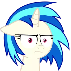 Size: 3500x3500 | Tagged: safe, artist:yaaaco, derpibooru import, edit, editor:iraven4522, vinyl scratch, pony, marks for effort, :i, floppy ears, i mean i see, photo, seriously, simple background, solo, transparent background, unamused, vinyl is not amused