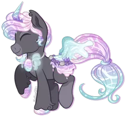 Size: 886x813 | Tagged: safe, artist:mallowglitz, derpibooru import, oc, oc:azure aura, original species, pond pony, eyes closed, male, simple background, solo, transparent background