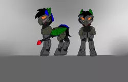 Size: 2800x1800 | Tagged: safe, artist:5oussn, derpibooru import, oc, oc:endel frostlion, pegasus, pony, fallout equestria, fanfic, armor, battle saddle, enclave, enclave armor, energy weapon, fanfic art, grand pegasus enclave, gun, hooves, magical energy weapon, male, power armor, stallion, weapon, wings