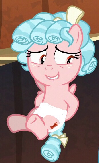 Size: 346x567 | Tagged: suggestive, derpibooru import, edit, cozy glow, pony, the beginning of the end, 1000 hours in ms paint, diaper, diaper edit, diaper fetish, female, fetish, filly, grin, nervous, nervous grin, poorly drawn diaper edit, smiling