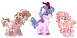 Size: 5566x2816 | Tagged: safe, artist:kurosawakuro, derpibooru import, earth pony, hybrid, pony, base used, beanbrows, blank flank, eye clipping through hair, eyebrows, female, interspecies offspring, kirin hybrid, magical gay spawn, male, mare, offspring, parent:big macintosh, parent:maud pie, parent:mud briar, parent:queen novo, parent:rain shine, parents:macbriar, parents:macinmaud, parents:novoshine, pigtails, simple background, stallion, transparent background, twintails