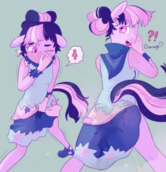 Size: 1805x1869 | Tagged: suggestive, artist:lawrence alpaca, derpibooru import, twilight sparkle, unicorn, equestria girls, breasts, desperation, exclamation point, female, interrobang, need to pee, omorashi, peeing in the dress, pissing, potty emergency, potty time, question mark, solo, unicorn twilight, urine, wetting