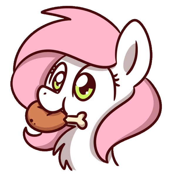 Size: 1000x1000 | Tagged: safe, artist:sugar morning, derpibooru import, oc, oc:sugar morning, unofficial characters only, pony, animated, bust, chicken leg, chicken meat, cute, female, food, fried chicken, mare, meat, nom, ponies eating meat, portrait, simple background, solo, transparent background
