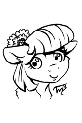 Size: 900x1350 | Tagged: safe, artist:tillie-tmb, derpibooru import, coco pommel, pony, bust, monochrome, portrait, sketch, solo, traditional art