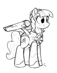 Size: 2101x2661 | Tagged: safe, artist:selenophile, derpibooru import, oc, oc:starship enterprise, ponified, unofficial characters only, object pony, pony, spaceship ponies, enterprise, female, grayscale, mare, monochrome, ncc-1701, sketch, solo, spaceship, star trek, star trek (tos), starship, starshipmare, uss enterprise, warp nacelles