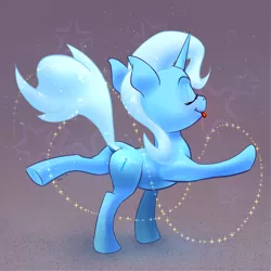 Size: 3612x3612 | Tagged: safe, artist:xbi, derpibooru import, trixie, pony, unicorn, action pose, bipedal, butt, cute, diatrixes, dock, extended trot pose, eyes closed, female, mare, plot, raspberry, smiling, solo, tongue out, underhoof