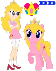 Size: 428x543 | Tagged: safe, artist:ayang888, artist:selenaede, derpibooru import, ponified, earth pony, human, pony, equestria girls, barely eqg related, barely pony related, base used, clothes, crossover, crown, equestria girls style, equestria girls-ified, gloves, high heels, jewelry, nintendo, princess peach, regalia, shoes, super mario bros., super smash bros.