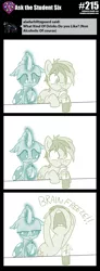 Size: 800x2183 | Tagged: safe, artist:sintakhra, derpibooru import, ocellus, sandbar, changedling, changeling, earth pony, pony, tumblr:studentsix, brain freeze, cute, diaocelles, drinking, glowing horn, horn, magic, ocellus is not amused, sandabetes, telekinesis, unamused