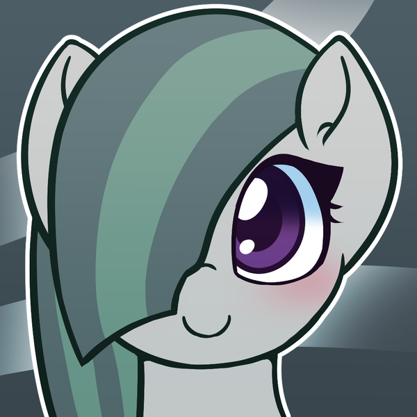 Size: 1000x1000 | Tagged: safe, artist:puetsua, derpibooru import, marble pie, earth pony, pony, abstract background, avatar, bust, cute, female, hair over one eye, looking at you, marblebetes, mare, portrait, smiling, solo