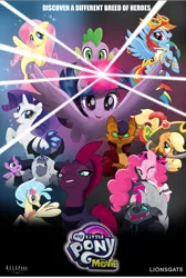 Size: 2003x2972 | Tagged: safe, artist:ejlightning007arts, derpibooru import, applejack, capper dapperpaws, fluttershy, grubber, pinkie pie, princess skystar, rainbow dash, rarity, spike, storm king, tempest shadow, twilight sparkle, twilight sparkle (alicorn), alicorn, anthro, dragon, earth pony, pegasus, pony, seapony (g4), unicorn, my little pony: the movie, angry, anthro with ponies, bow, broken horn, female, flying, hair bow, hat, horn, looking at you, magic, male, mane seven, mane six, mare, mouth hold, my little pony logo, pirate, pirate dash, pirate hat, poster, seaponified, species swap, spread wings, standing, stock vector, sword, wall of tags, weapon, wings