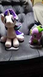 Size: 2304x4096 | Tagged: chair, controller, derpibooru import, plushie, safe, snes controller, spike, starlight glimmer, super nintendo, video game