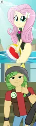 Size: 720x2480 | Tagged: safe, artist:charliexe, derpibooru import, flash sentry, fluttershy, sandalwood, equestria girls, equestria girls series, friendship games, adorasexy, beach, beach ball, clothes, cute, female, geode of fauna, magical geodes, male, ocean, offscreen character, pony ears, sandalshy, sexy, shipping, shipping domino, shyabetes, smiling, straight, swimsuit, thumbs up