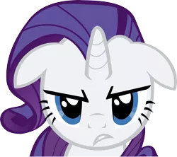 Size: 4000x3557 | Tagged: safe, artist:triox404, derpibooru import, rarity, pony, unicorn, look before you sleep, angry, bust, female, floppy ears, frown, it is on, mare, simple background, solo, transparent background, vector, war face