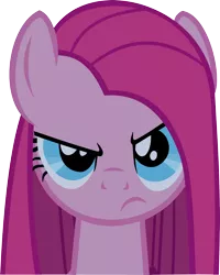 Size: 4000x5012 | Tagged: safe, artist:triox404, derpibooru import, pinkie pie, earth pony, pony, party of one, angry, bust, female, frown, looking at you, mare, pinkamena diane pie, simple background, solo, straight mane, transparent background, vector