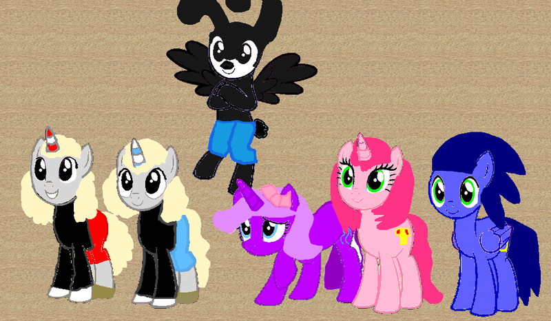 Size: 1024x596 | Tagged: safe, artist:katierose45, artist:xxmelody-scribblexx, derpibooru import, ponified, pegasus, pony, unicorn, amy rose, barely pony related, base used, clothes, crossover, cuphead, cuphead (character), disney, fifi la fume, gloves, long sleeve shirt, long sleeves, loony tunes, mugman, oswald the lucky rabbit, sega, shirt, shoes, shorts, sonic the hedgehog, sonic the hedgehog (series), studio mdhr, tiny toon adventures