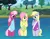 Size: 3487x2688 | Tagged: safe, artist:tolpain, derpibooru import, big macintosh, cheerilee, derpy hooves, fluttershy, anthro, earth pony, pegasus, clothes, dialogue, female, heart, image, one-piece swimsuit, outdoors, peeping, png, pond, swimming, swimsuit, younger