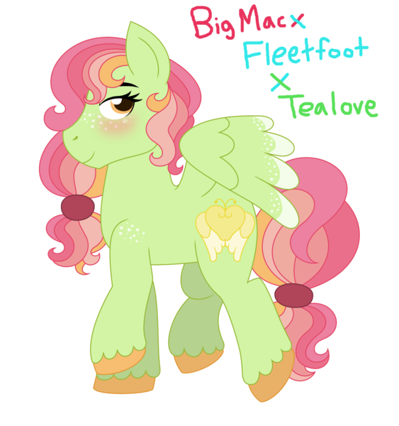 Size: 3401x3625 | Tagged: safe, artist:strawberry-spritz, derpibooru import, oc, pegasus, pony, blushing, female, magical threesome spawn, parent:big macintosh, parent:fleetfoot, parent:tealove, simple background, solo, trans girl, transgender, transparent background