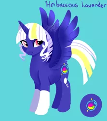 Size: 800x900 | Tagged: safe, artist:angexci, derpibooru import, oc, oc:herbaceous lavander, unofficial characters only, alicorn, pony, alicorn oc, horn, simple background, solo, wings