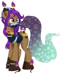 Size: 2184x2685 | Tagged: artist:beashay, derpibooru import, female, mask, oc, oc:reese, original species, safe, scented pony, simple background, solo, transparent background