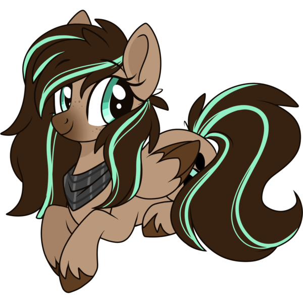 Size: 2048x2048 | Tagged: safe, artist:cinnamontee, derpibooru import, oc, oc:mint, unofficial characters only, pegasus, pony, bandana, female, mare, prone, simple background, solo, transparent background, two toned wings, unshorn fetlocks, wings