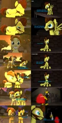 Size: 1699x3335 | Tagged: safe, artist:sky chaser, derpibooru import, caramel, oc, oc:mandopony, oc:sky chaser, earth pony, pegasus, pony, unicorn, 3d, beard, comic, dialogue, facial hair, pony adventure, sitting, source filmmaker