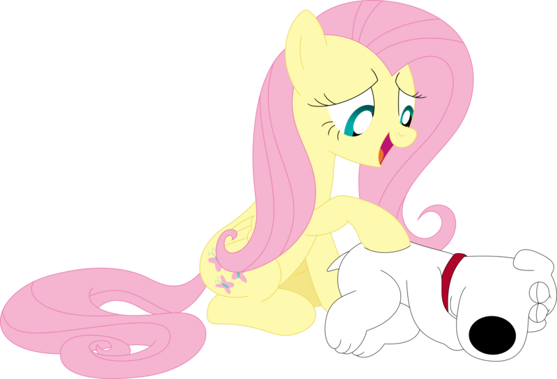 Size: 3567x2428 | Tagged: artist:porygon2z, brian griffin, crossover, derpibooru import, family guy, fluttershy, safe