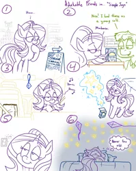 Size: 1280x1611 | Tagged: safe, artist:adorkabletwilightandfriends, derpibooru import, starlight glimmer, pony, unicorn, comic:adorkable twilight and friends, adorkable, adorkable friends, bed, car, chill, comic, cute, dork, driving, glow in the dark stars, glow-in-the-dark, happy, humming, humor, joy, kite, lineart, lying down, magic, never too old, slice of life, store, toy