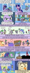 Size: 1500x3600 | Tagged: safe, artist:bjdazzle, derpibooru import, applejack, discord, owlowiscious, princess celestia, princess ember, princess luna, spike, tree of harmony, twilight sparkle, twilight sparkle (alicorn), alicorn, bird, draconequus, dragon, earth pony, owl, pony, season 9 retirement party, friendship is magic, gauntlet of fire, magical mystery cure, princess spike (episode), sparkle's seven, spike at your service, the return of harmony, all according to keikaku, applejack is not amused, armor, bed, best tree, bloodstone scepter, blowing, book, bowl, broom, bucket, chibi, comic, crown, desk, devious, dragon lord ember, dragoness, element of loyalty, equestria games, female, gem, hard-won helm of the sibling supreme, implied starlight glimmer, implied starswirl, inkwell, jewelry, leaking, library, male, mallet, missing wing, new rainbow dash, paper, perch, pipe, plan, quill, reading, regalia, scroll, signing, silhouette, spellbook, statue, thinking, this explains everything, throne room, torch, twilight's castle, unamused, wall of tags, what a twist