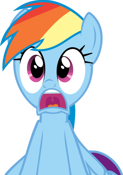 Size: 4258x6019 | Tagged: safe, artist:vaderpl, derpibooru import, rainbow dash, pegasus, pony, may the best pet win, d:, female, mare, open mouth, reaction image, shocked, simple background, solo, transparent background, vector, wide eyes