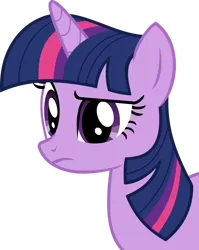 Size: 798x1002 | Tagged: safe, artist:vaderpl, derpibooru import, twilight sparkle, pony, unicorn, the mysterious mare do well, bust, female, frown, mare, simple background, solo, transparent background, unicorn twilight, vector