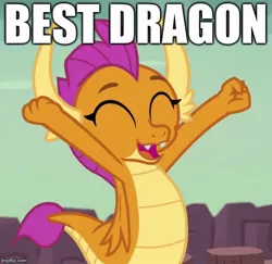 Size: 542x526 | Tagged: best dragon, best pony, caption, cute, derpibooru import, dragon, dragoness, edit, edited screencap, eyes closed, female, image macro, safe, screencap, smolder, smolderbetes, solo, text, uprooted