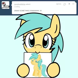 Size: 750x750 | Tagged: safe, artist:datahmedz, derpibooru import, sunshower raindrops, pony, raindropsanswers, ask, solo, tumblr