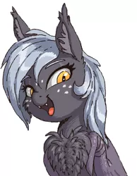 Size: 428x552 | Tagged: safe, artist:shydale, derpibooru import, oc, oc:reeree, bat pony, pony, :d, bat pony oc, bat wings, chest fluff, chest fluff squeeze, cute, ear fluff, fangs, flockmod, freckles, open mouth, smiling, wings