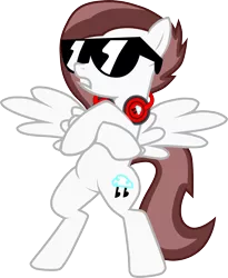 Size: 1371x1671 | Tagged: safe, artist:chipmagnum, derpibooru import, oc, oc:scarlet blitz, pegasus, pony, bipedal, female, mare, simple background, solo, sunglasses, transparent background