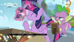 Size: 1920x1080 | Tagged: action figure, alicorn, closed captioning, derpibooru import, dragon, figure, magic, product placement, safe, school of friendship, screencap, spike, star swirl the bearded, subtitles, the point of no return, toy, twilight sparkle, twilight sparkle (alicorn), winged spike