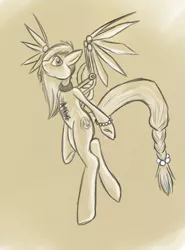 Size: 946x1280 | Tagged: safe, derpibooru import, oc, pegasus, pony, amputee, artificial wings, augmented, bipedal, bracelet, braclets, bruised, collar, jewelry, prosthetic limb, prosthetic wing, prosthetics, simple background, wings