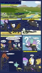 Size: 7000x12000 | Tagged: safe, artist:chedx, derpibooru import, barry, gilda, prominence, changedling, changeling, dragon, hippogriff, pony, yak, comic:the storm kingdom, alternate timeline, bad end, comic, commission, daily life, fort, fort ponyville, humor, ponyville, shield, sports, storm army, the bad guy wins, wrestling