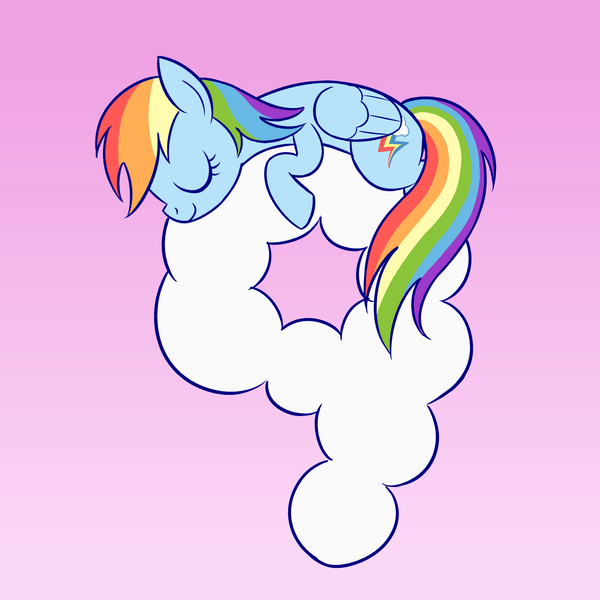 Size: 1650x1650 | Tagged: safe, artist:sazanamibd, derpibooru import, rainbow dash, pegasus, pony, cloud, cloud nine, female, mare, pun, sleeping, solo, visual pun