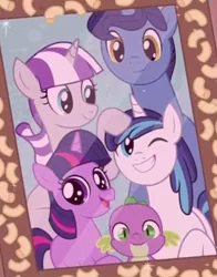 Size: 548x699 | Tagged: safe, derpibooru import, screencap, night light, shining armor, spike, twilight sparkle, twilight velvet, dragon, pony, unicorn, the point of no return, baby, baby spike, blank flank, cropped, cute, family photo, female, filly, filly twilight sparkle, food, impossibly long neck, macaroni, mare, missing cutie mark, necc, pasta, photo, shining adorable, sparkle family, sparkle siblings, spikabetes, spike's family, spike's parents, twiabetes, twilight's family, twilight's parents, unicorn twilight, young, younger