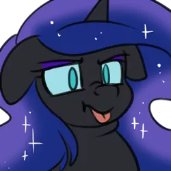 Size: 300x300 | Tagged: safe, artist:its-gloomy, derpibooru import, nightmare moon, princess luna, alicorn, pony, :p, bust, cute, double chin, ethereal mane, floppy ears, lunabetes, majestic as fuck, moonabetes, no pupils, portrait, scrunchy face, simple background, solo, starry mane, tongue out, transparent background