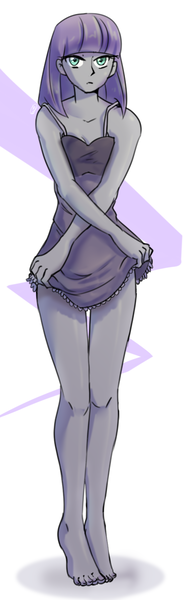 Size: 408x1298 | Tagged: safe, artist:tigra0118, derpibooru import, maud pie, equestria girls, adorasexy, barefoot, clothes, cute, feet, looking at you, nightgown, sexy, sleepwear, solo, undressing