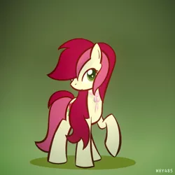 Size: 800x800 | Tagged: safe, artist:why485, derpibooru import, roseluck, earth pony, pony, cute, cuteluck, female, green background, looking at you, mare, one hoof raised, simple background, solo