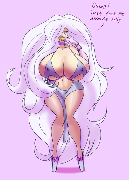 Size: 1077x1500 | Tagged: absolute cleavage, artist:annon, belly button, big breasts, big hair, bimbo, bracelet, breasts, busty lily lace, choker, cleavage, clothes, derpibooru import, ear piercing, earring, erect nipples, evening gloves, eyeshadow, female, gloves, hair over one eye, hand on hip, high heels, huge breasts, human, humanized, impossibly large breasts, jewelry, lily lace, lips, lipstick, long gloves, long nails, looking at you, makeup, nipple outline, piercing, pink background, platform heels, ribbon, shoes, simple background, skimpy outfit, smiling, solo, solo female, standing, suggestive, wide hips, yellow eyeshadow, yellow lipstick