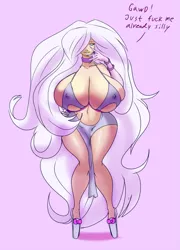 Size: 1077x1500 | Tagged: absolute cleavage, artist:annon, belly button, big breasts, big hair, bimbo, bracelet, breasts, busty lily lace, choker, cleavage, clothes, derpibooru import, ear piercing, earring, erect nipples, evening gloves, eyeshadow, female, gloves, hair over one eye, hand on hip, high heels, huge breasts, human, humanized, impossibly large breasts, jewelry, lily lace, lips, lipstick, long gloves, long nails, looking at you, makeup, nipple outline, piercing, pink background, platform heels, ribbon, shoes, simple background, skimpy outfit, smiling, solo, solo female, standing, suggestive, wide hips, yellow eyeshadow, yellow lipstick