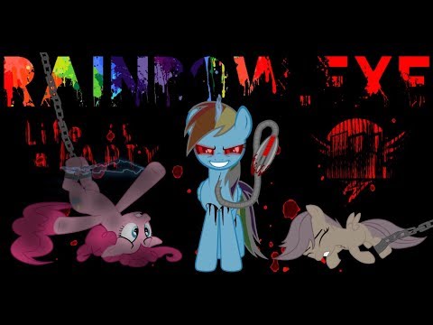 Size: 480x360 | Tagged: semi-grimdark, derpibooru import, pinkie pie, rainbow dash, scootaloo, earth pony, pegasus, pony, .exe, chains, creepypasta, edgy, evil, life is a party, rainbow factory logo, rainbow.exe, shackles, zalgo